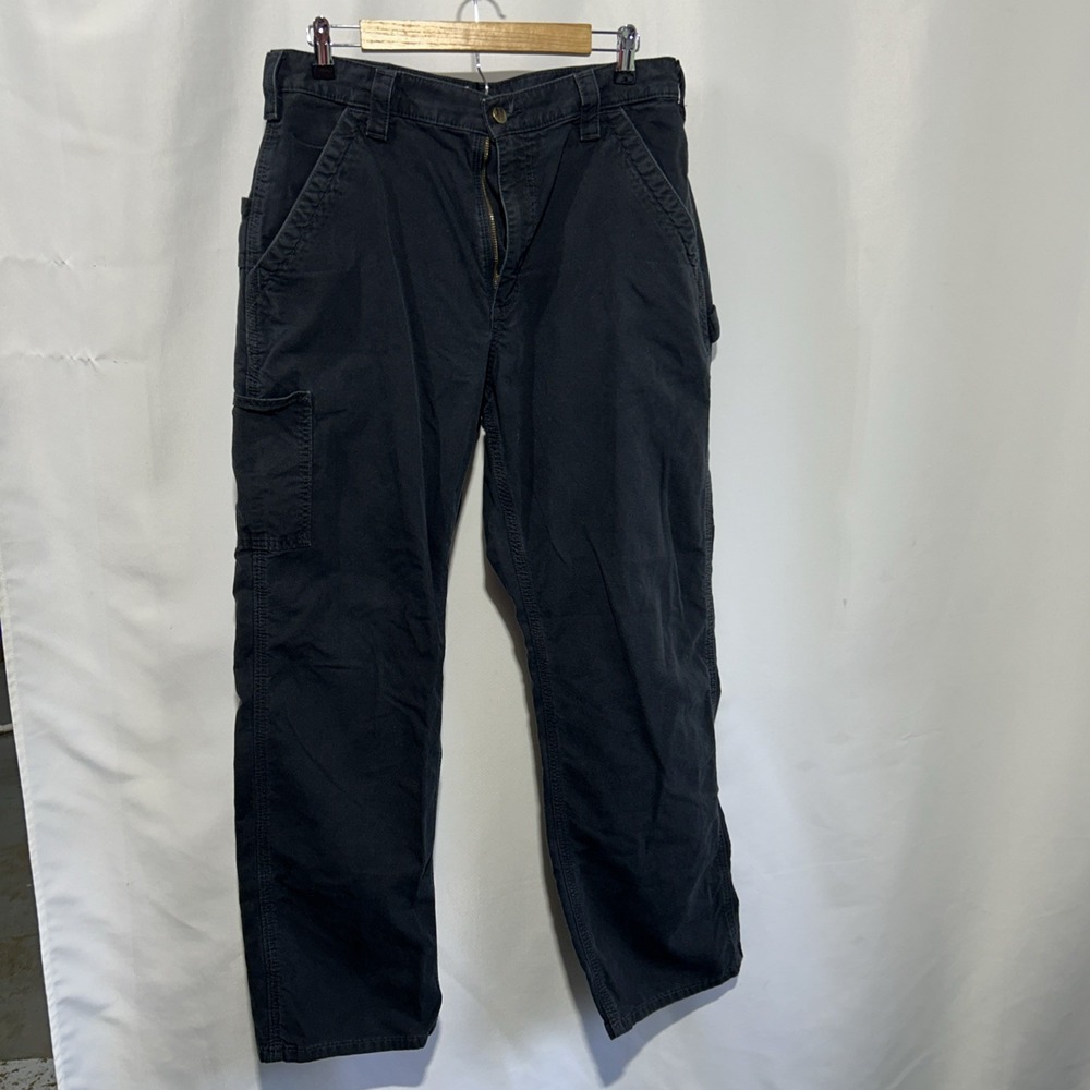 Carhartt B151 BLK Work Pants 34x32 Loose Fit Black Utility Cargo Cotton Mens